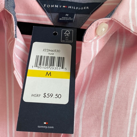 *SOLD* NWT Tommy Hilfiger Womens Pink and White Striped Button Down - Picture 5 of 8